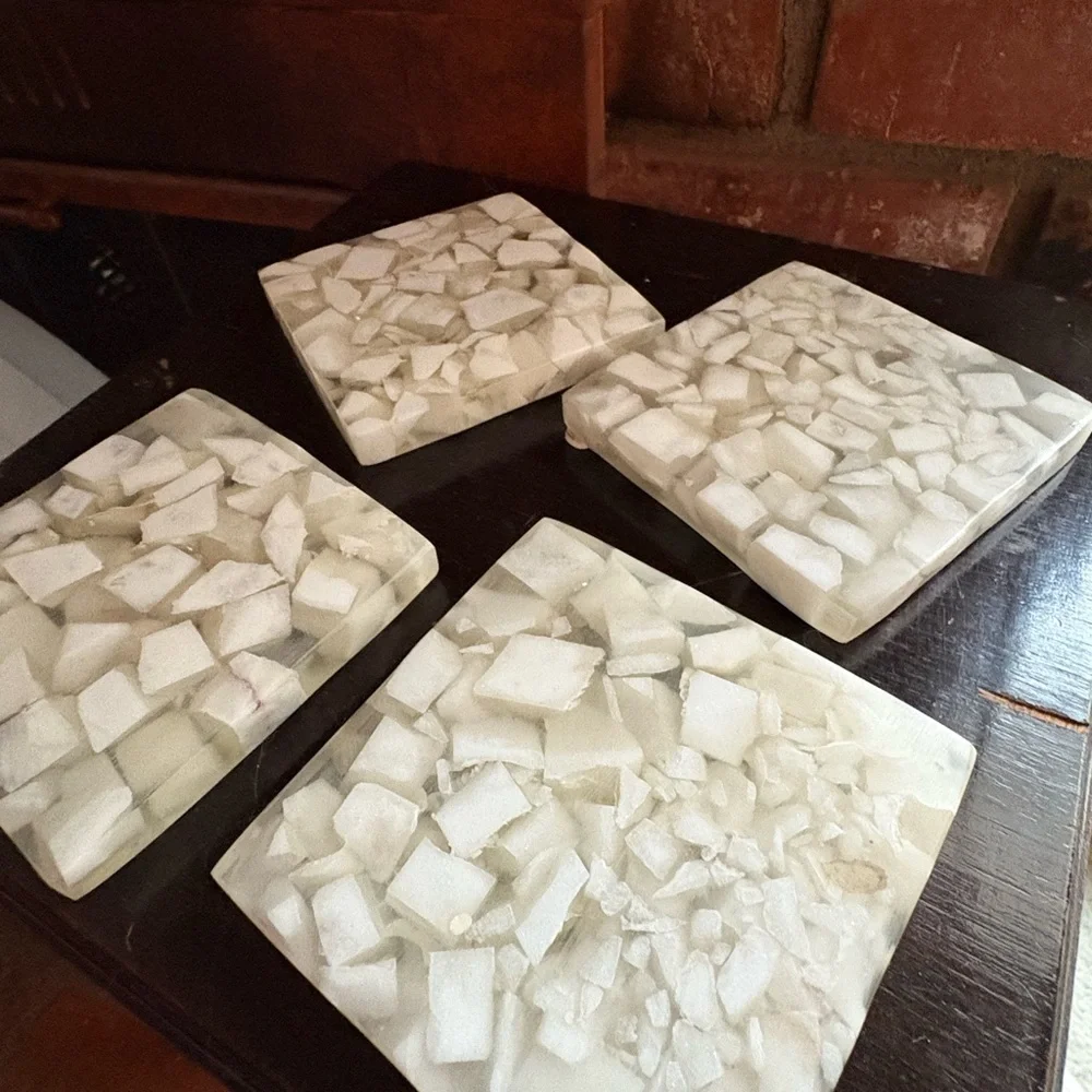 Chic White Coaster Set by Arch Mantle 4 Pack
